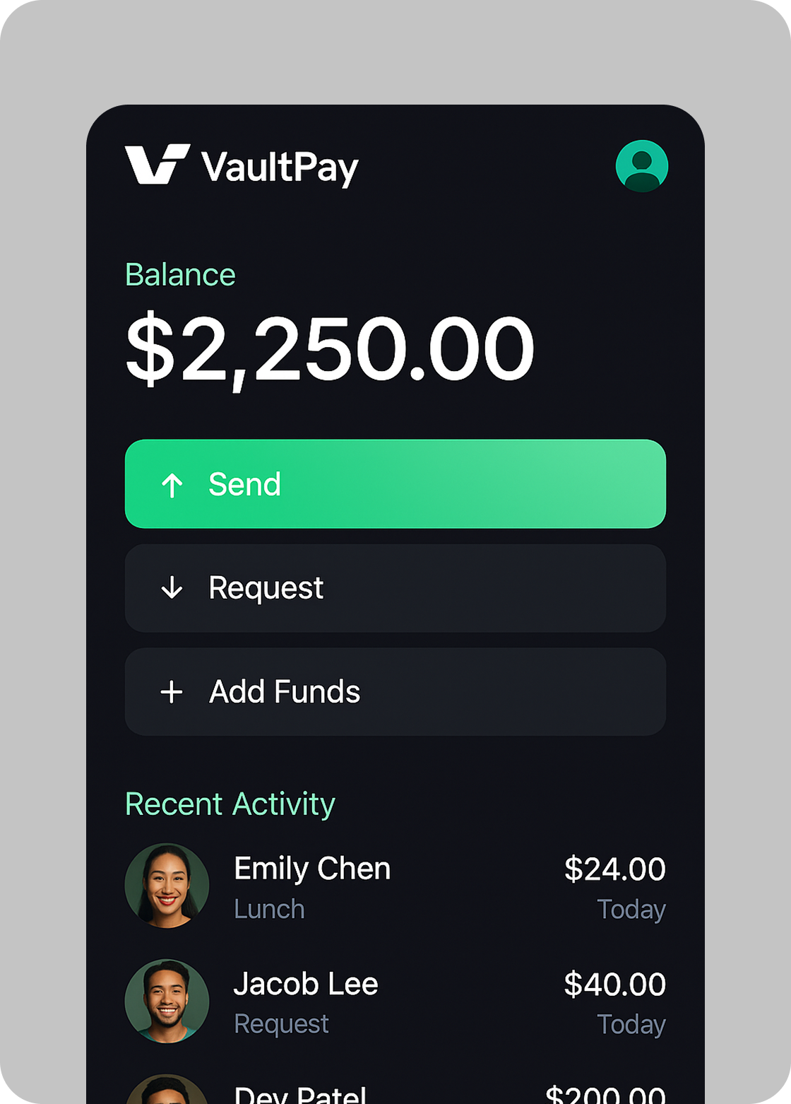VaultPay app preview